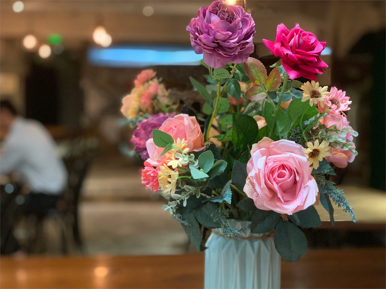 Bouquets available in a cafe